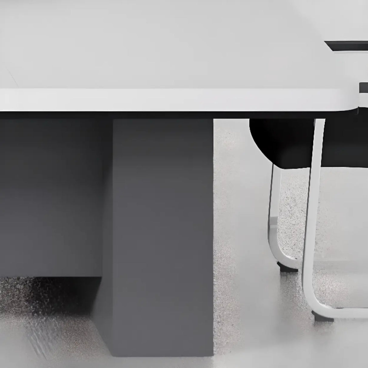 White Long Wooden Multi-personal Conference Desk Image - 7