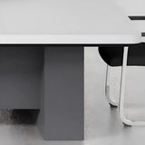 White Long Wooden Multi-personal Conference Desk Image - 7