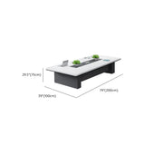 White Long Wooden Multi-personal Conference Desk #size