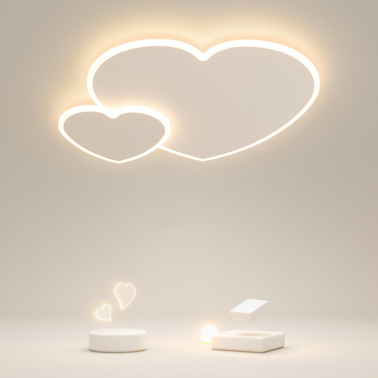 White Loving Heart LED Flush Mount Ceiling Lamp 2-Light Image - 1