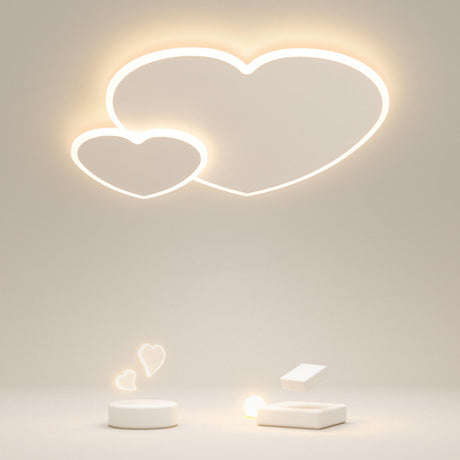 White Loving Heart LED Flush Mount Ceiling Lamp 2-Light Image - 1