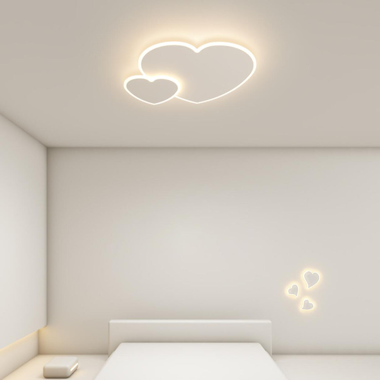 White Loving Heart LED Flush Mount Ceiling Lamp 2-Light Image - 6