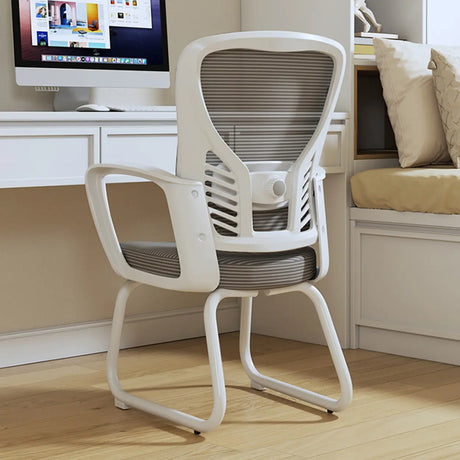 White Lumbar Support Steel Frame Ergonomic Mesh Office Chair Image - 1