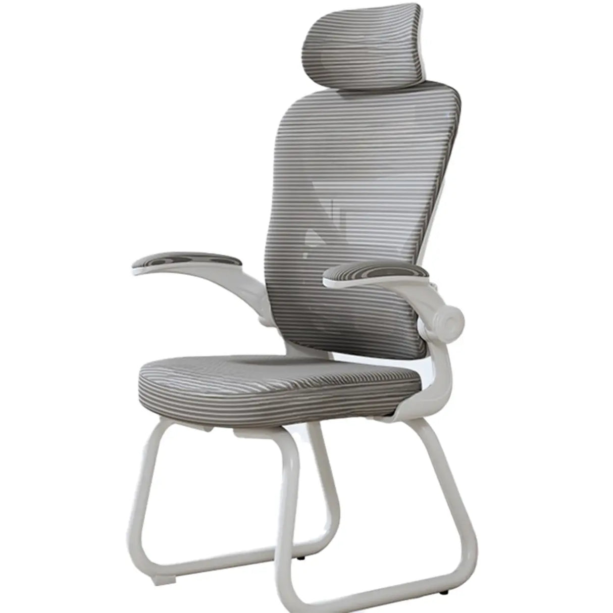 White Lumbar Support Steel Frame Ergonomic Mesh Office Chair Image - 10