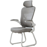 White Lumbar Support Steel Frame Ergonomic Mesh Office Chair Image - 10