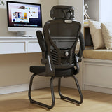 White Lumbar Support Steel Frame Ergonomic Mesh Office Chair Image - 11