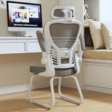 White Lumbar Support Steel Frame Ergonomic Mesh Office Chair Image - 14