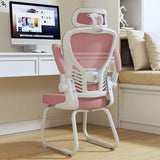 White Lumbar Support Steel Frame Ergonomic Mesh Office Chair Image - 15