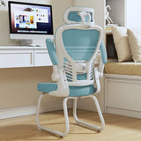 White Lumbar Support Steel Frame Ergonomic Mesh Office Chair Image - 16