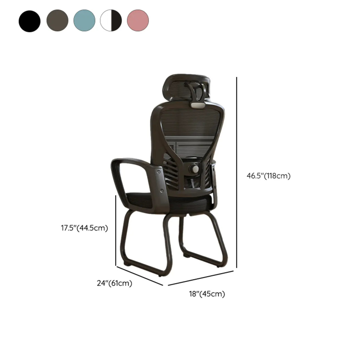 White Lumbar Support Steel Frame Ergonomic Mesh Office Chair 