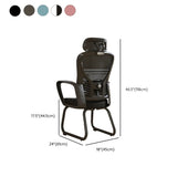 White Lumbar Support Steel Frame Ergonomic Mesh Office Chair #size