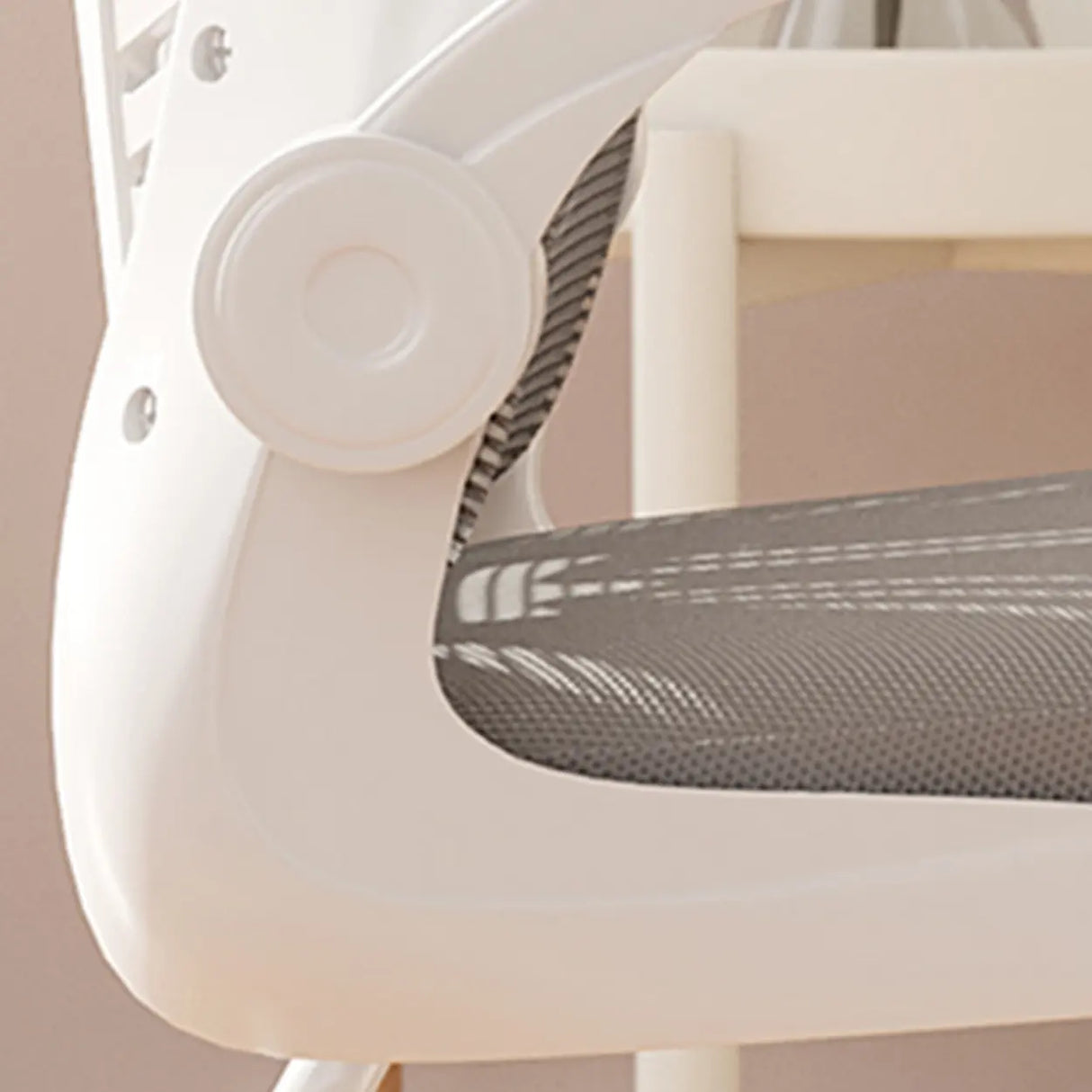White Lumbar Support Steel Frame Ergonomic Mesh Office Chair Image - 8
