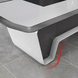 White Marble Storage Drawers L-Shape Executive Desk Image - 11