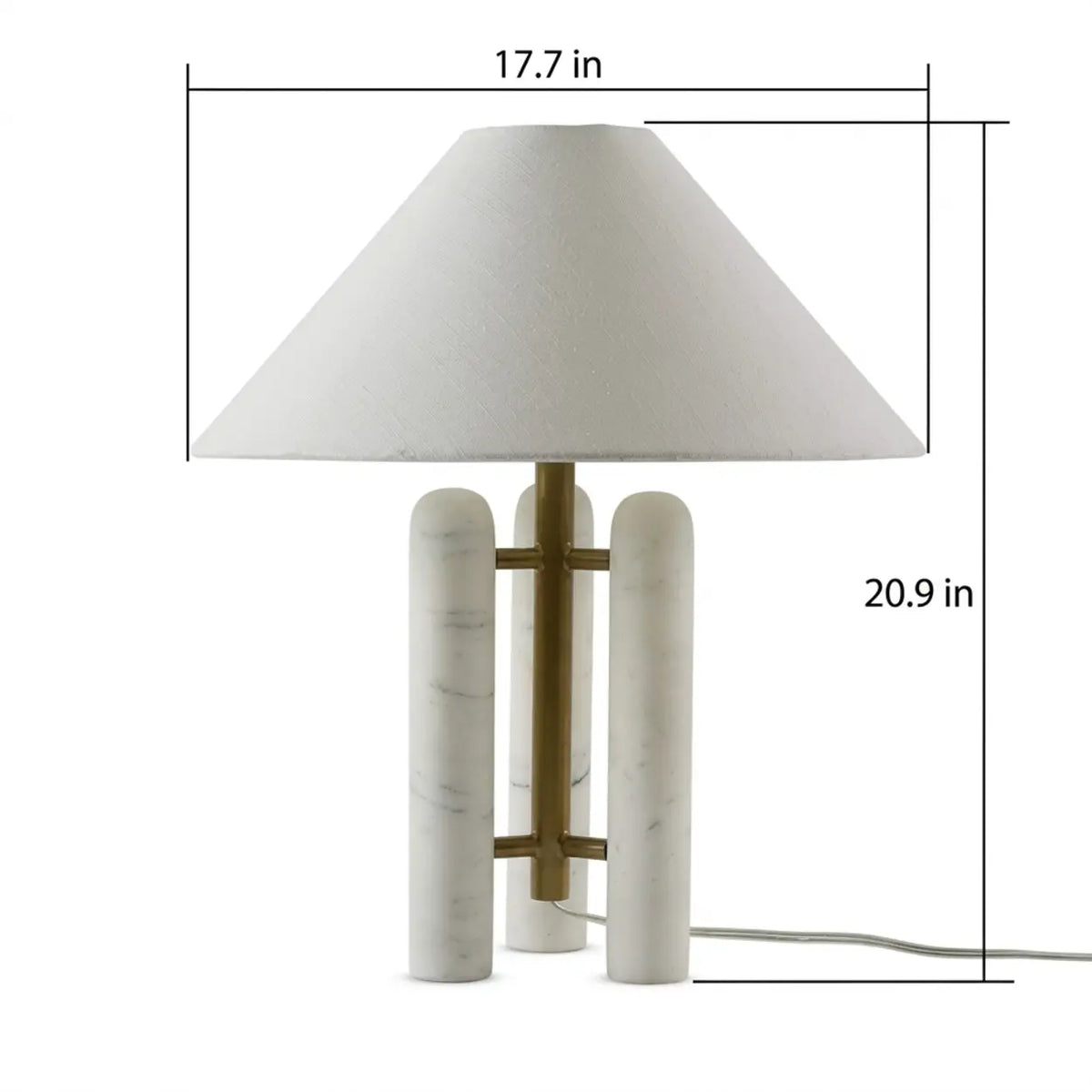 White Marble Table Lamp with Off White Fabric Shade Image - 10 