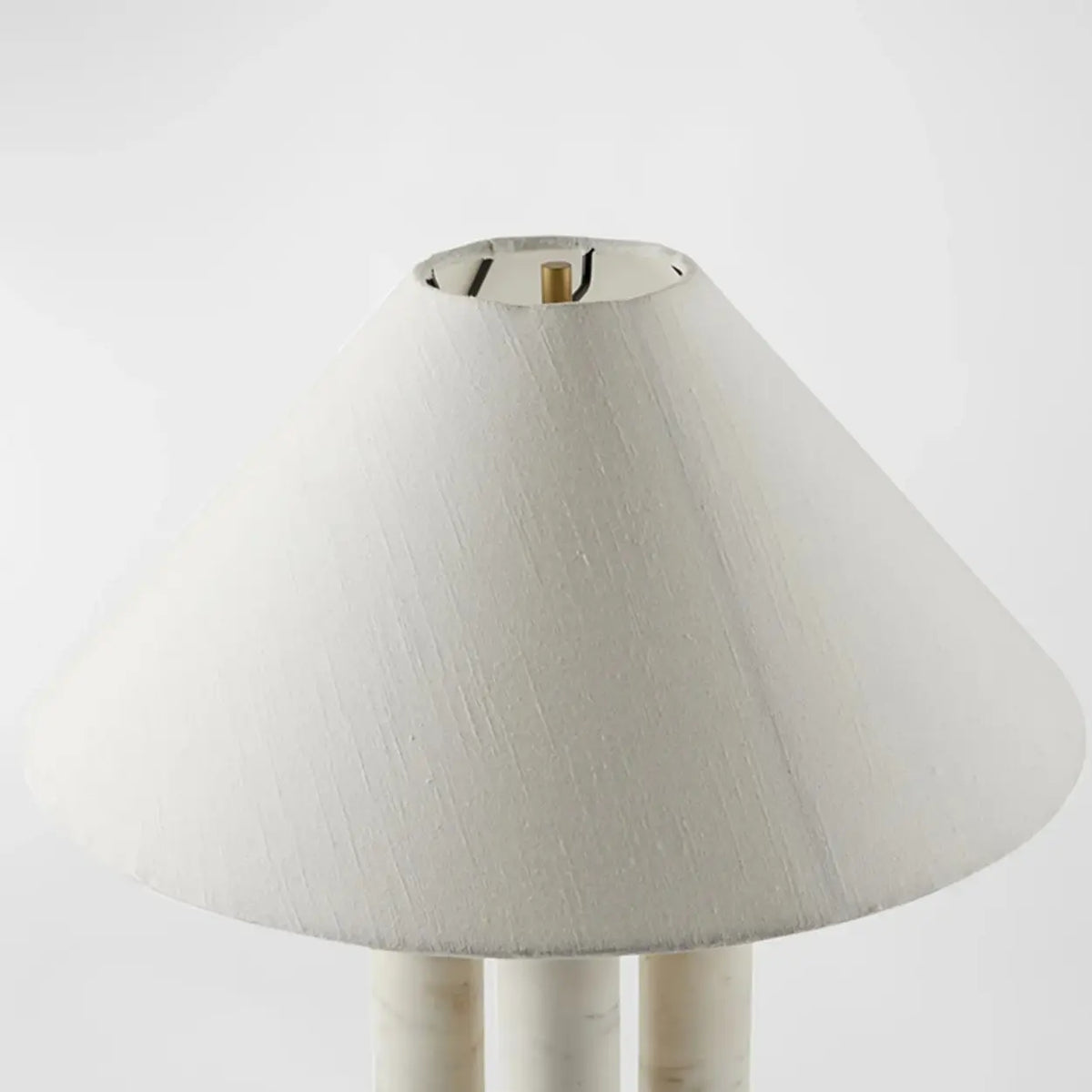 White Marble Table Lamp with Off White Fabric Shade Image - 8