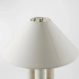 White Marble Table Lamp with Off White Fabric Shade Image - 8