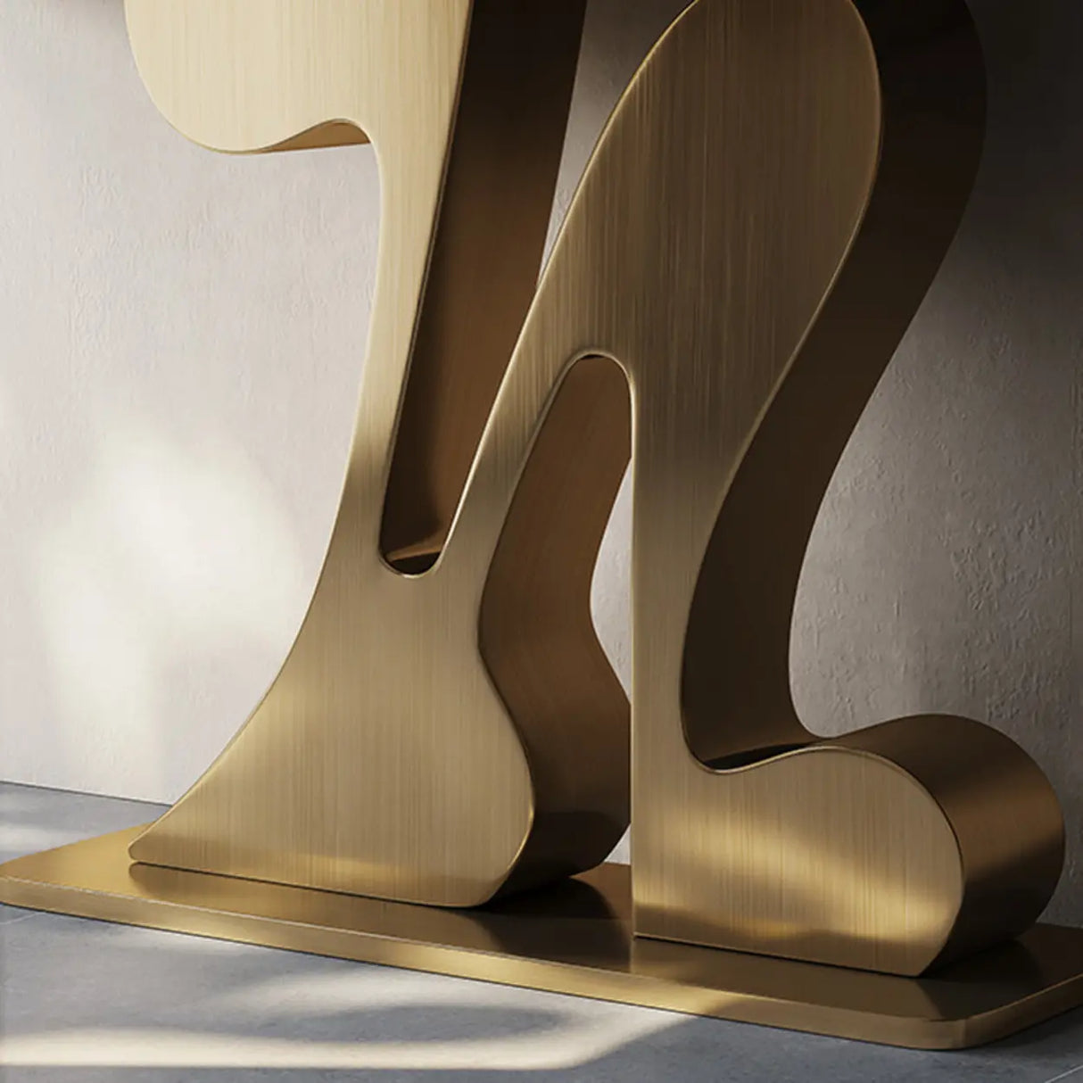 White Marble Top Irregular Metal Abstract Console Table Image - 10