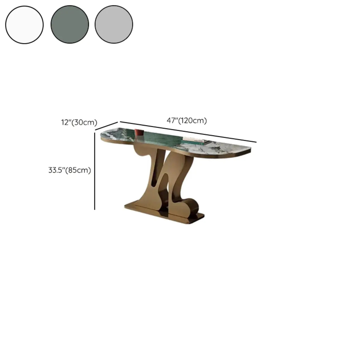 White Marble Top Irregular Metal Abstract Console Table 