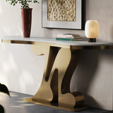 White Marble Top Irregular Metal Abstract Console Table Image - 6