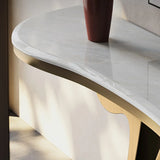 White Marble Top Irregular Metal Abstract Console Table Image - 8