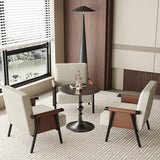 White Medium Modern Living Room Armrest Accent Chair Image - 4