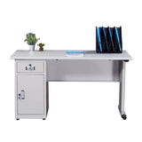 White Metal Computer Desk with Cabinets and Storage Image - 4