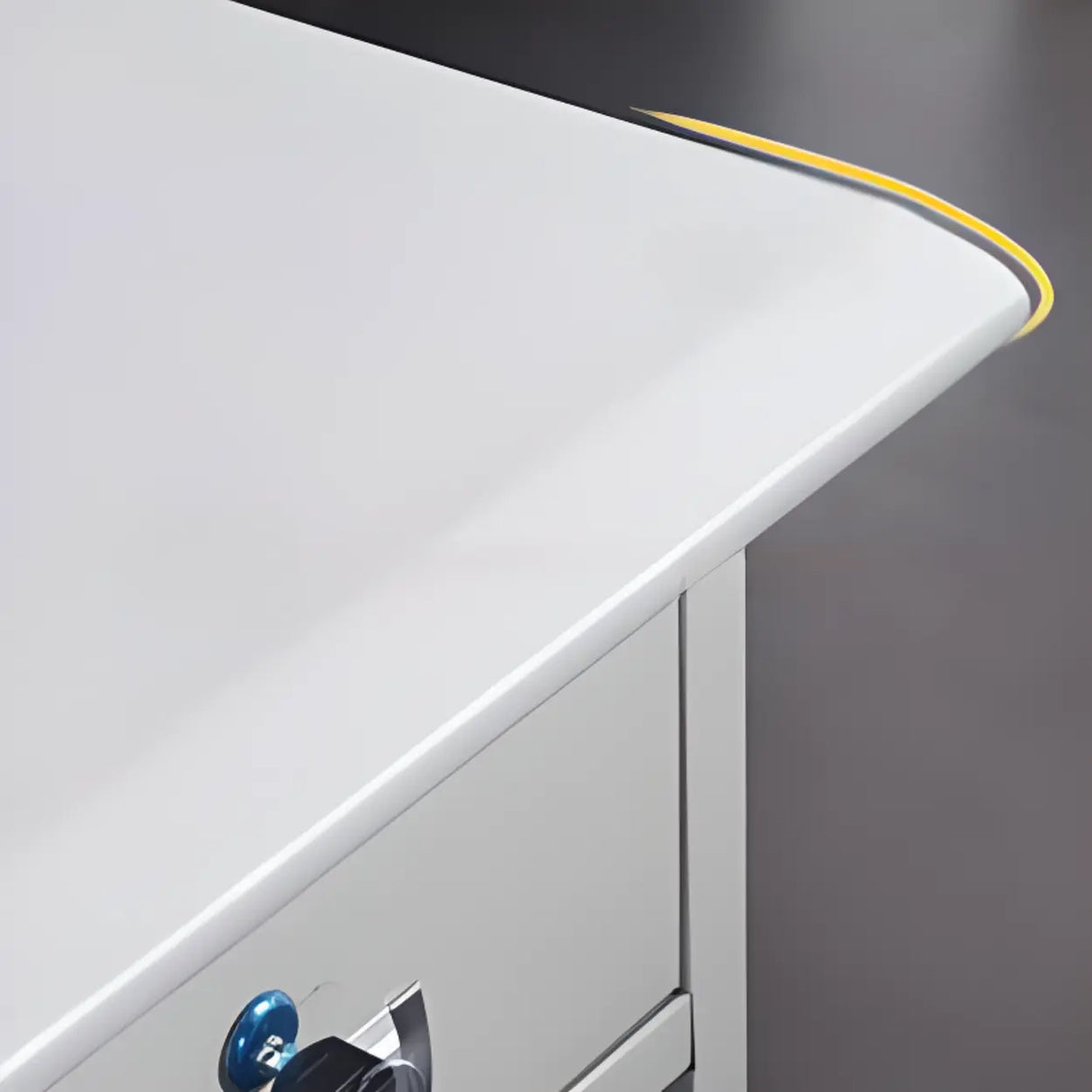 White Metal Computer Desk with Cabinets and Storage Image - 5