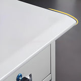 White Metal Computer Desk with Cabinets and Storage Image - 5