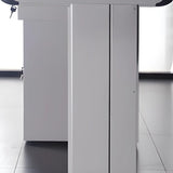 White Metal Computer Desk with Cabinets and Storage Image - 8