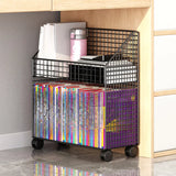 White Metal Storage Mesh Book Cart with Wheels Image - 14