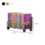White Metal Storage Mesh Book Cart with Wheels #size