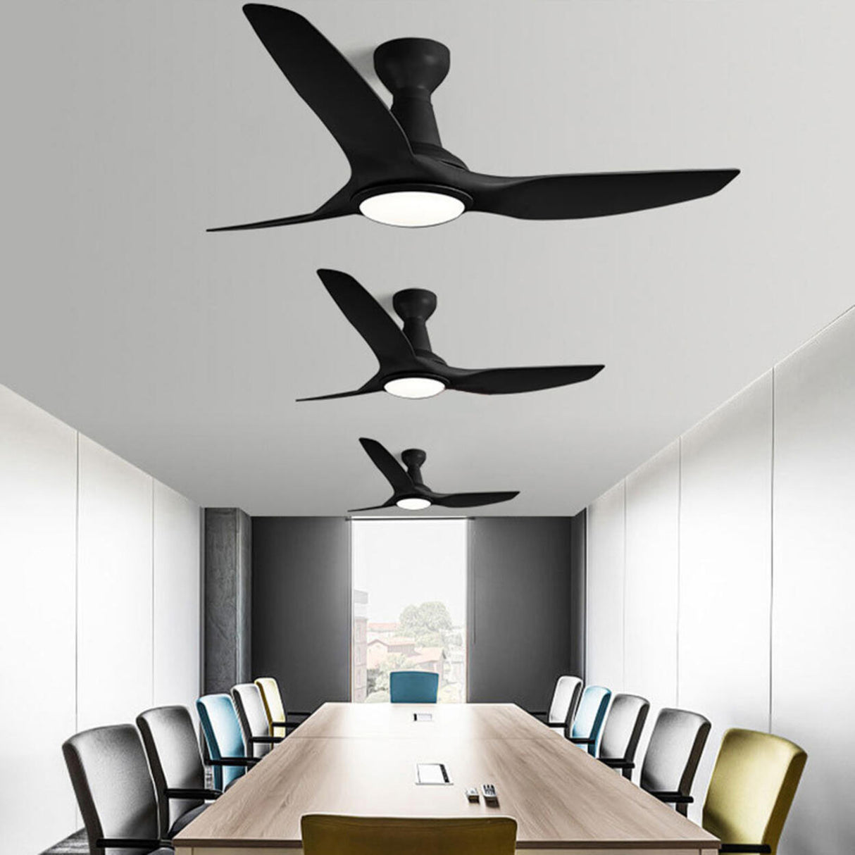 White Minimalist Ceiling Fan with LED Light Fixture Image - 4