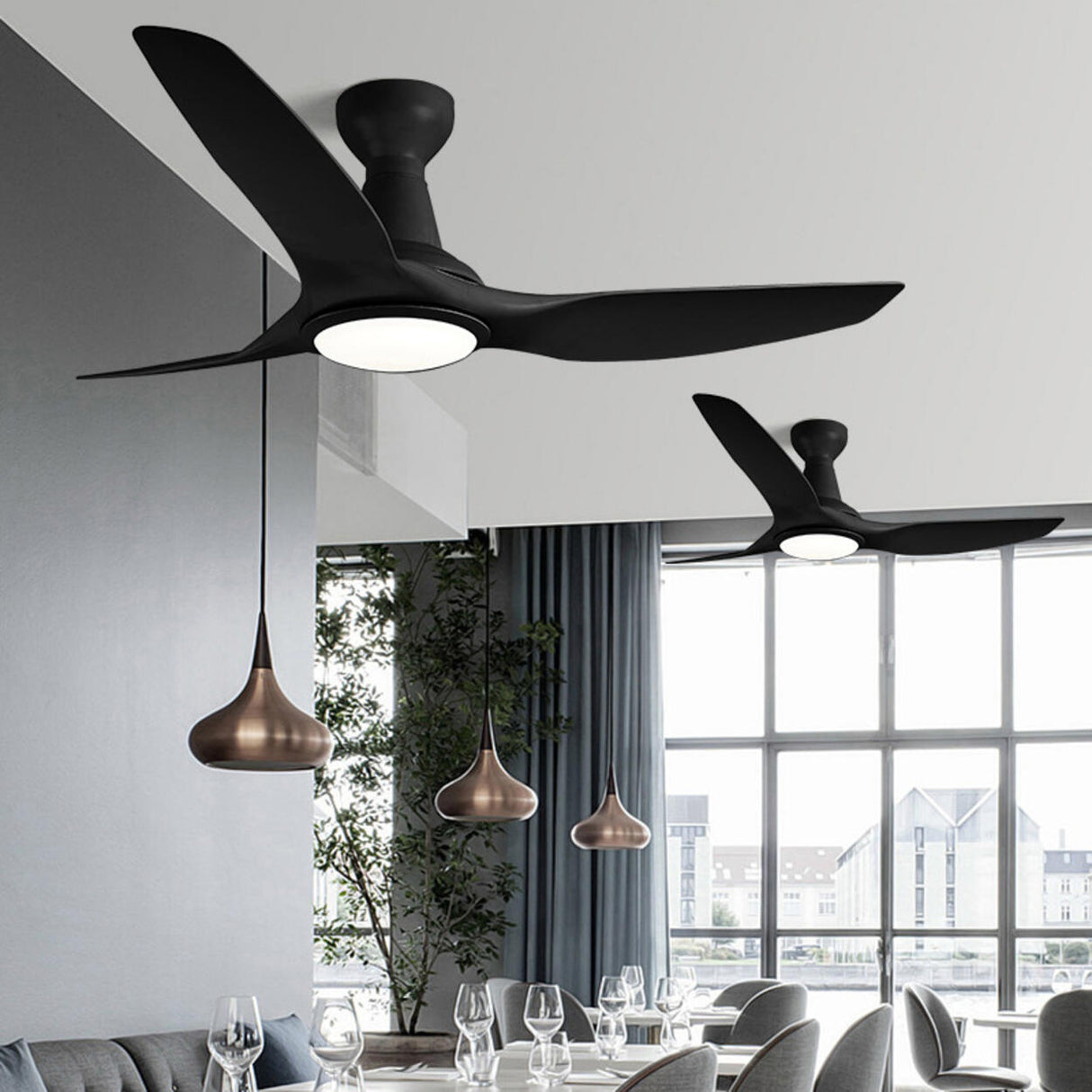 White Minimalist Ceiling Fan with LED Light Fixture Image - 5