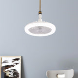 White Minimalist Contemporary Round Ceiling Fan Light Image - 1