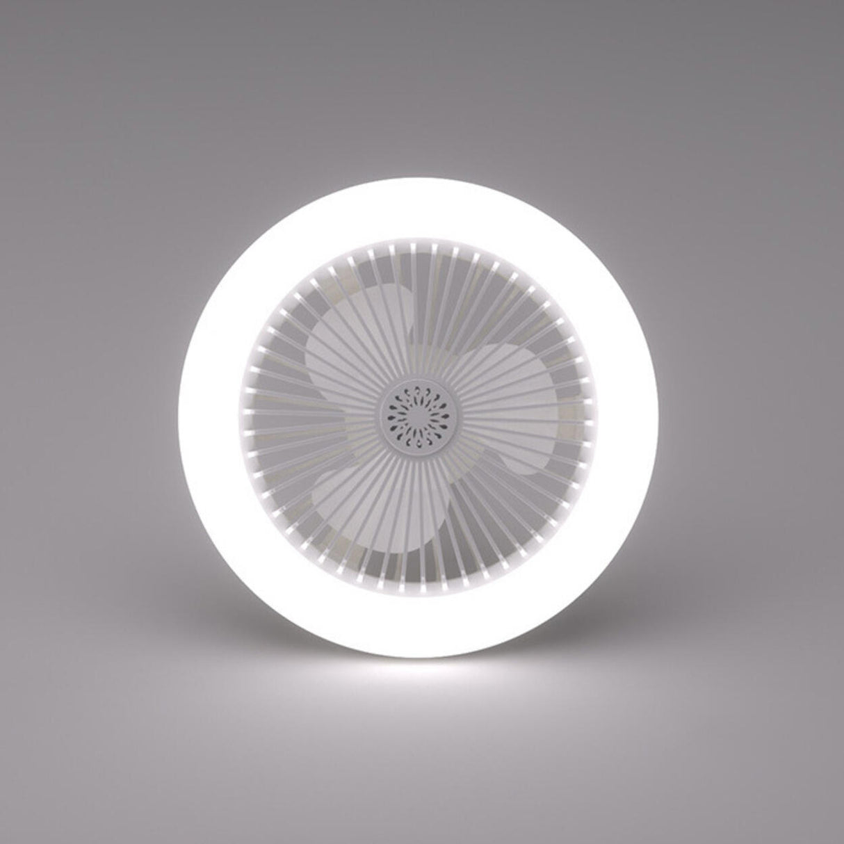 White Minimalist Contemporary Round Ceiling Fan Light Image - 10