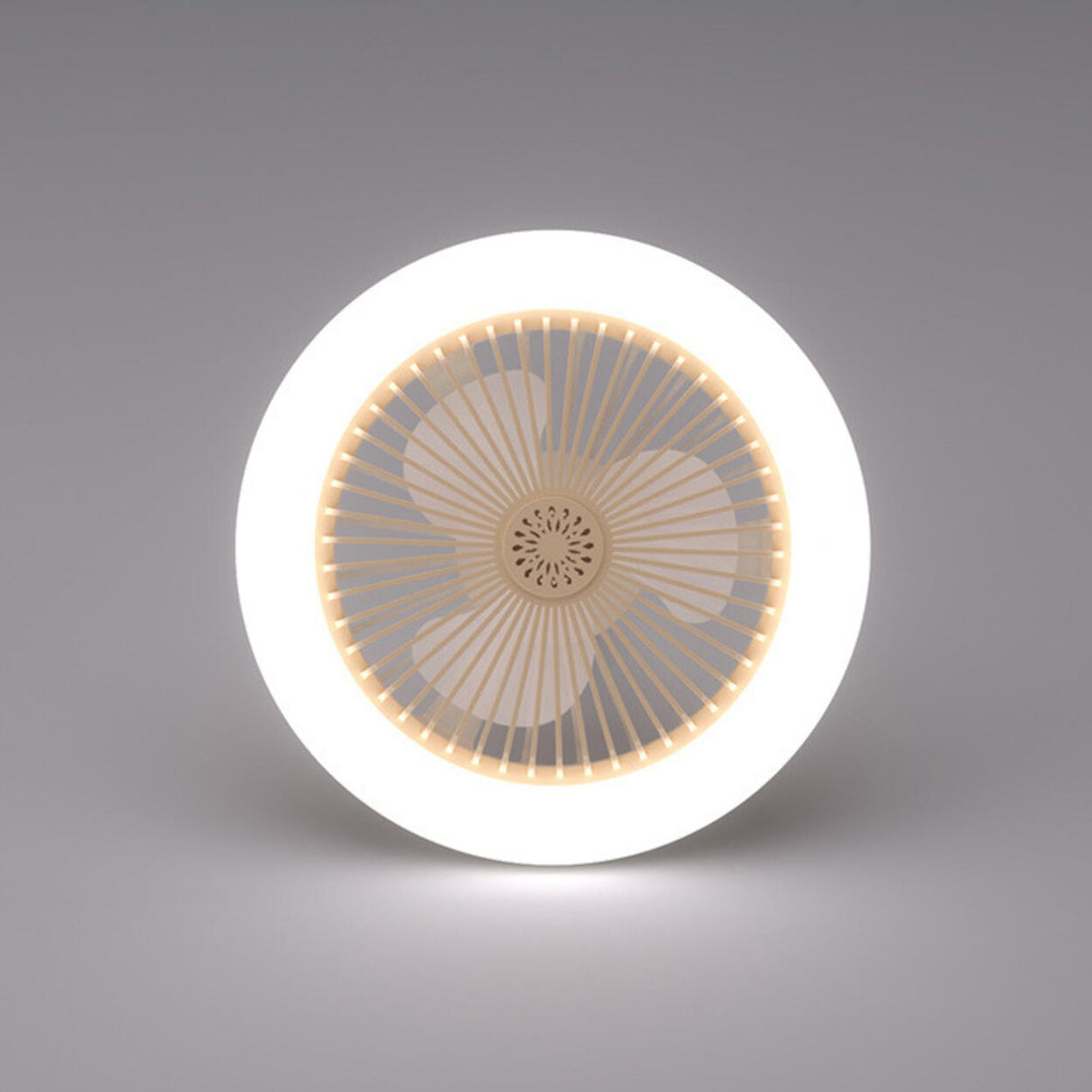 White Minimalist Contemporary Round Ceiling Fan Light Image - 11