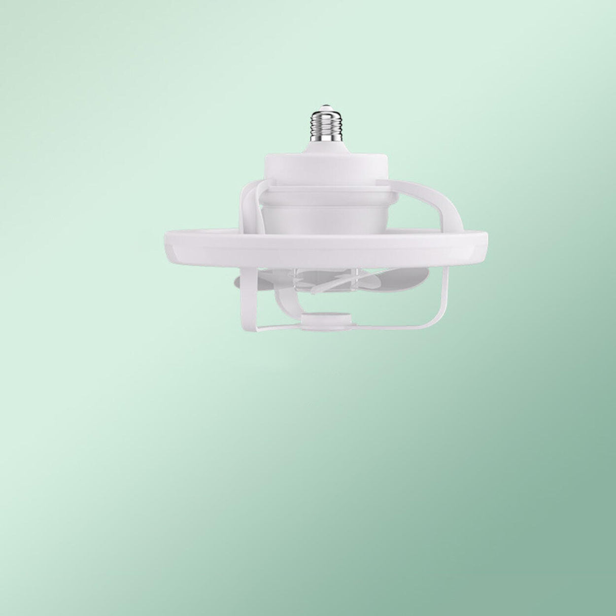 White Minimalist Contemporary Round Ceiling Fan Light Image - 3