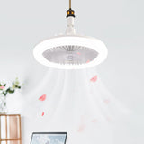 White Minimalist Contemporary Round Ceiling Fan Light Image - 4