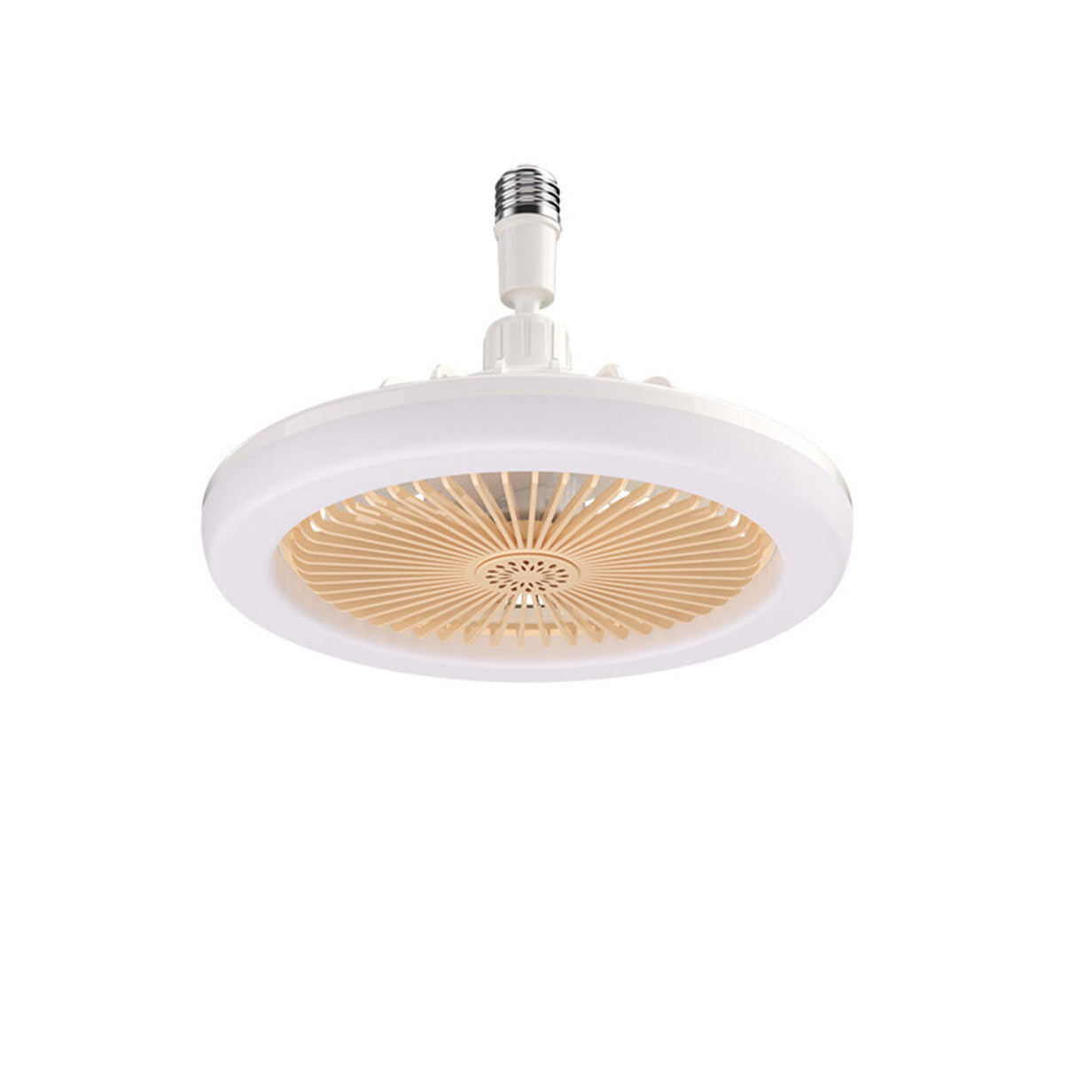 White Minimalist Contemporary Round Ceiling Fan Light Image - 5