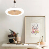 White Minimalist Contemporary Round Ceiling Fan Light Image - 7