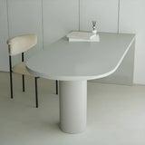 White Minimalist Oval Counter Height Bar Table Image - 16