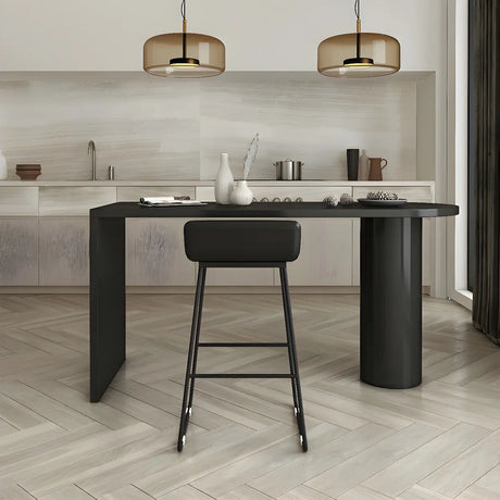 White Minimalist Oval Counter Height Bar Table Image - 2