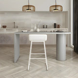 White Minimalist Oval Counter Height Bar Table Image - 3