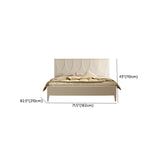 White Minimalist Pine Wood Headboard Storage Included Bed Image - 13