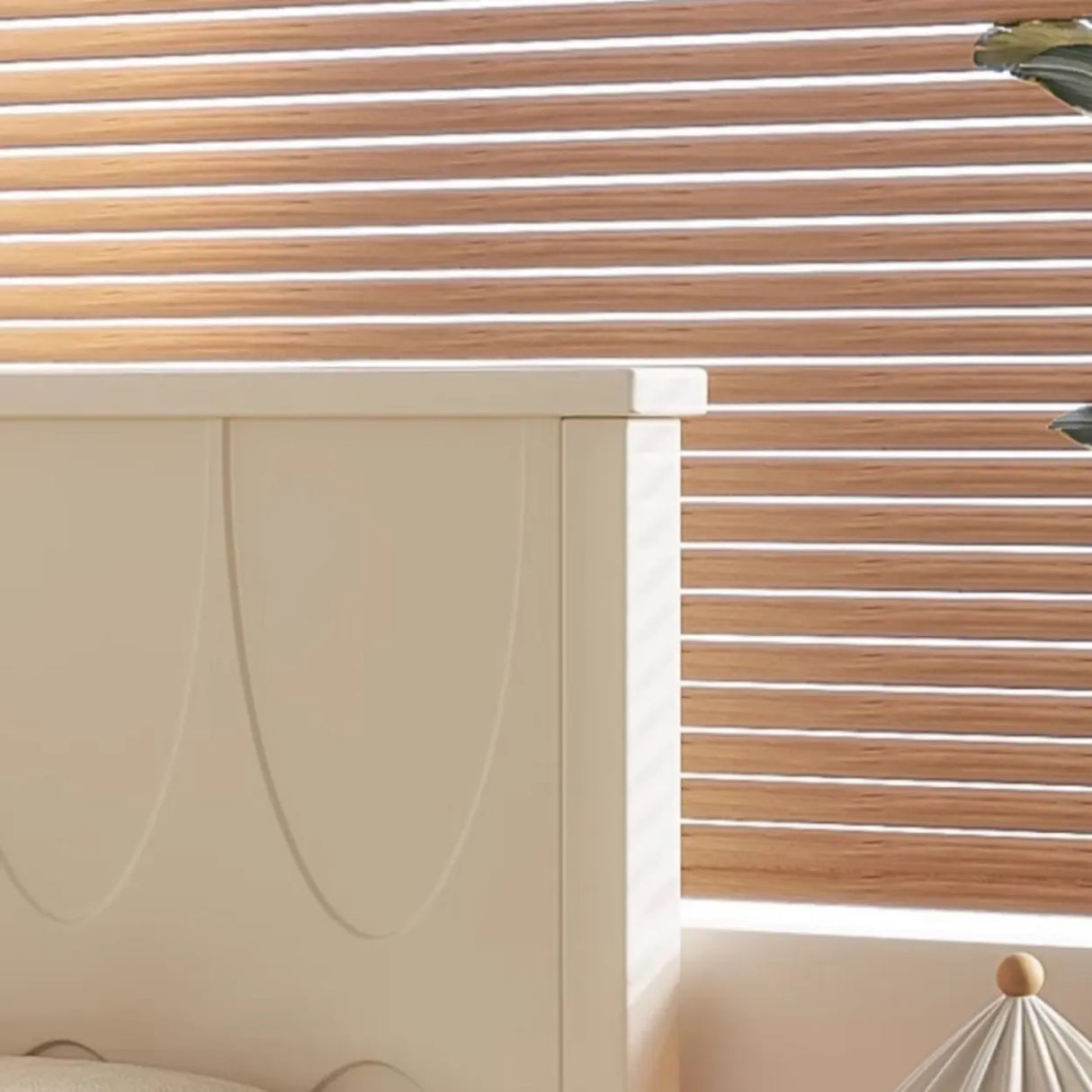 White Minimalist Pine Wood Headboard Storage Included Bed Image - 6