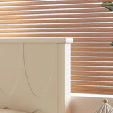White Minimalist Pine Wood Headboard Storage Included Bed Image - 6