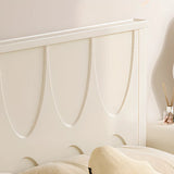 White Minimalist Pine Wood Headboard Storage Included Bed Image - 8