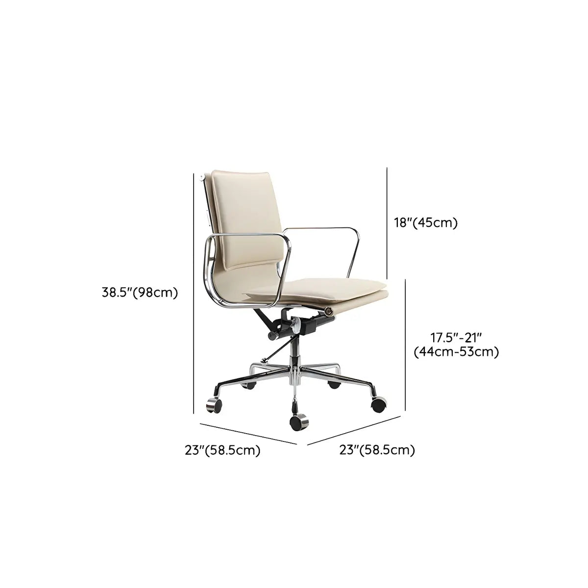 White Modern Armless Swivel PU Leather Office Chair 