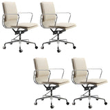 White Modern Armless Swivel PU Leather Office Chair Image - 4