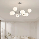 White Modern Chandeliers Tiered Branch Glass Globe Bedroom Image - 26